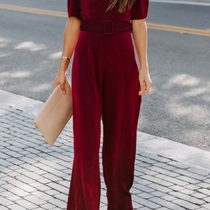 SATIN BELTED JUMPSUIT